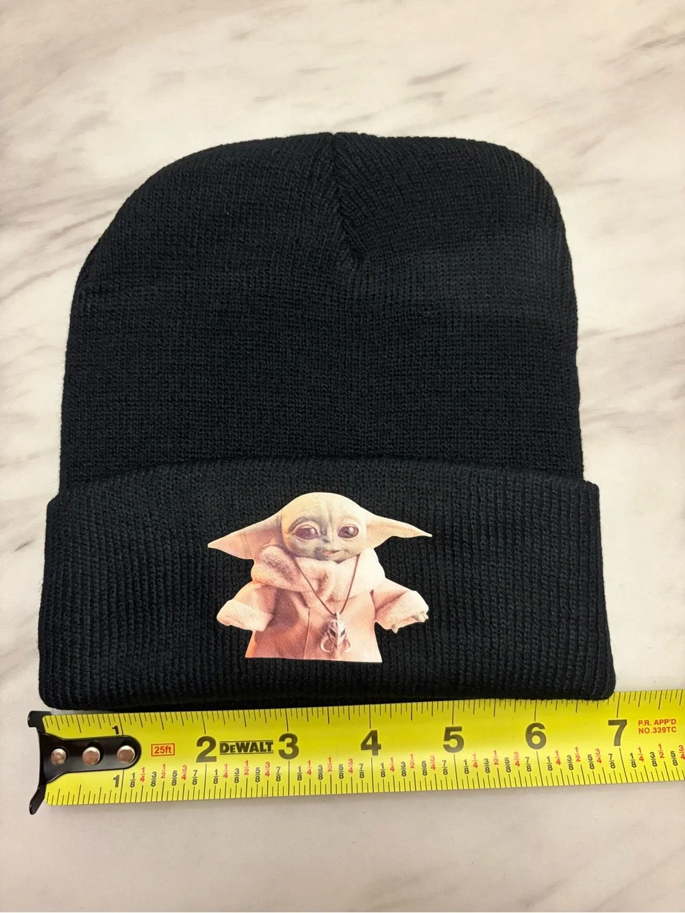 NWOT Grogu Baby Yoda Black Knit Beanie Cuffed Winter Hat Kids